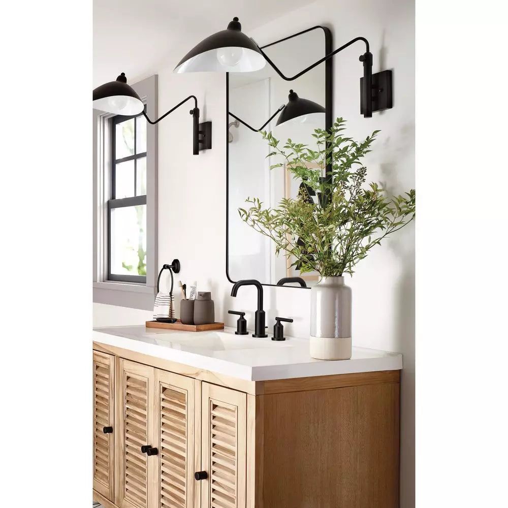 Moen Gibson Two Handle Widespread Bathroom Sink Faucet in Matte Black (Valve Included)
