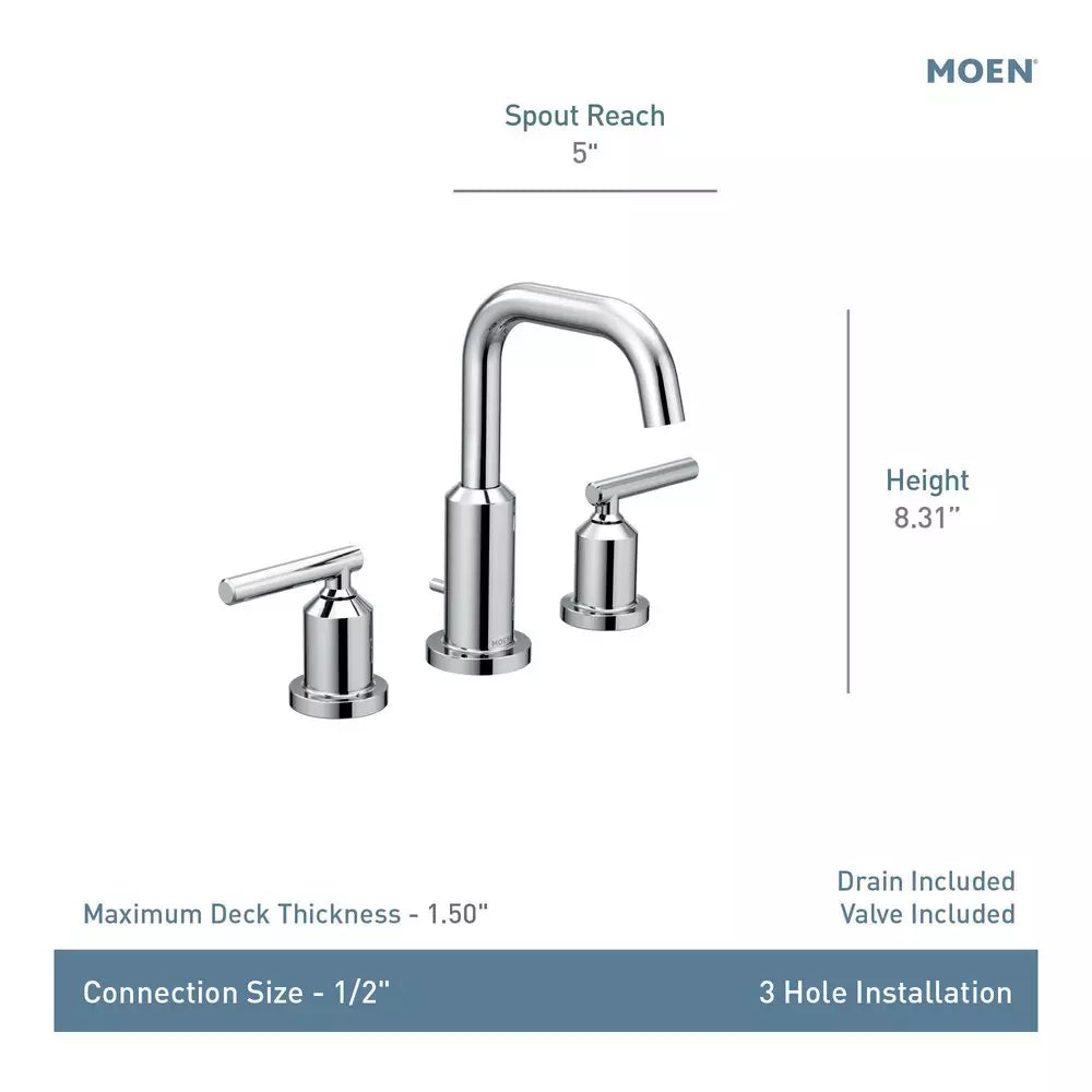 Moen Gibson Two Handle Widespread Bathroom Sink Faucet in Matte Black (Valve Included)