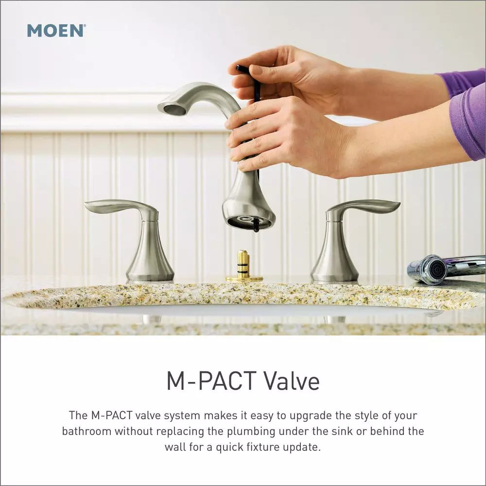 Moen Eva Two Handle Widespread Bathroom Sink Faucet in Brushed Nickel (Valve Included)