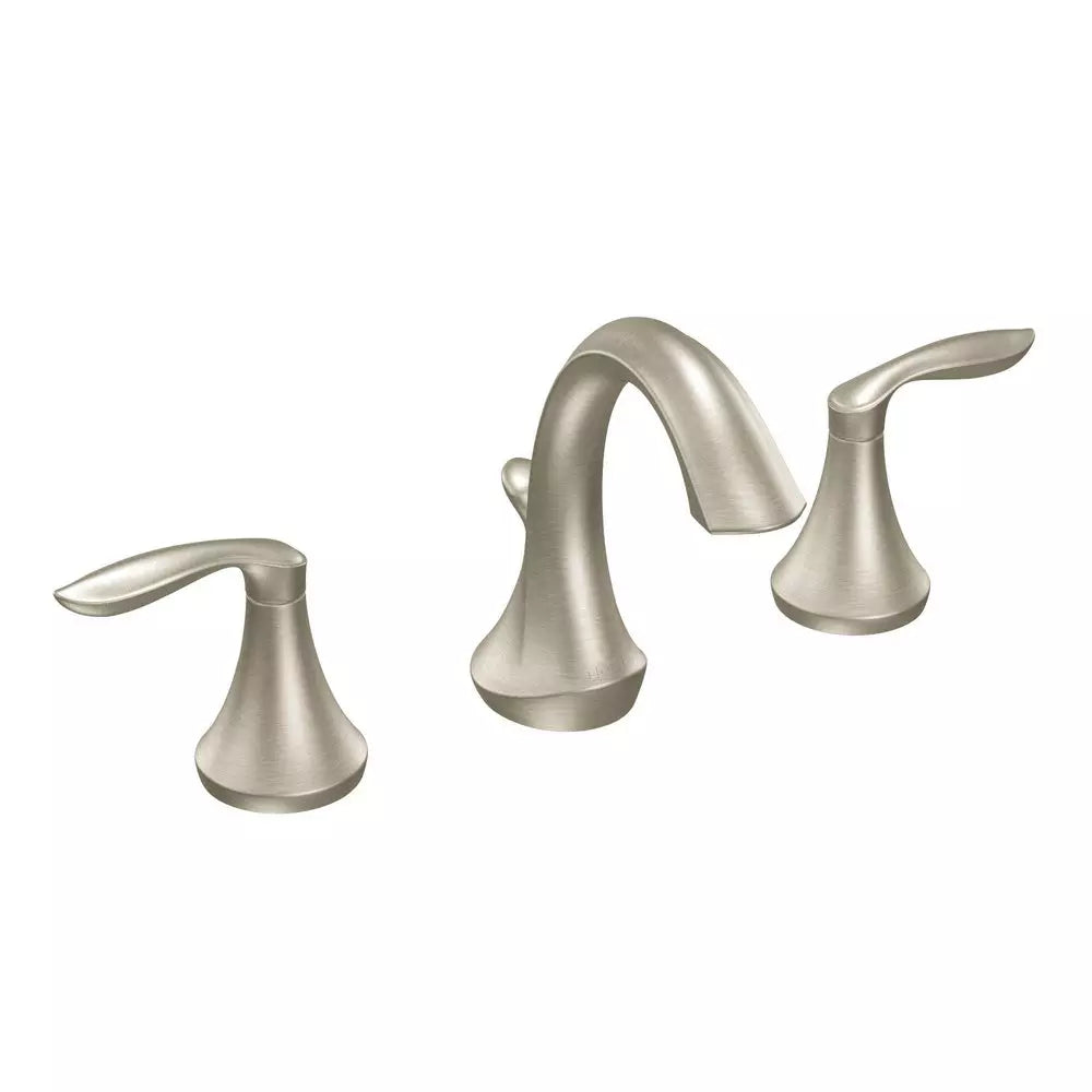 Moen Eva Two Handle Widespread Bathroom Sink Faucet in Brushed Nickel (Valve Included)
