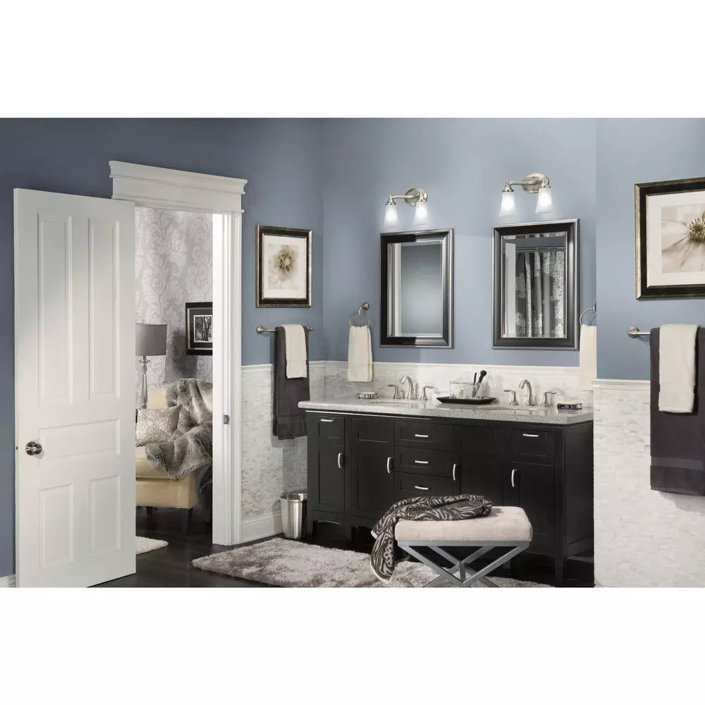 Moen Eva Two Handle Widespread Bathroom Sink Faucet in Brushed Nickel (Valve Included)