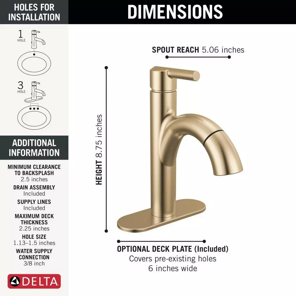 Bathroom Faucet - DELTA FAUCET CO - Single Handle Monoblock Bathroom Sink Faucet in Champagne Bronze