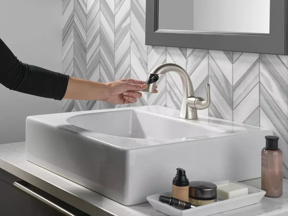 Bathroom Faucet - DELTA FAUCET CO - Single Handle Monoblock Bathroom Sink Faucet in SpotShield® Brushed Nickel