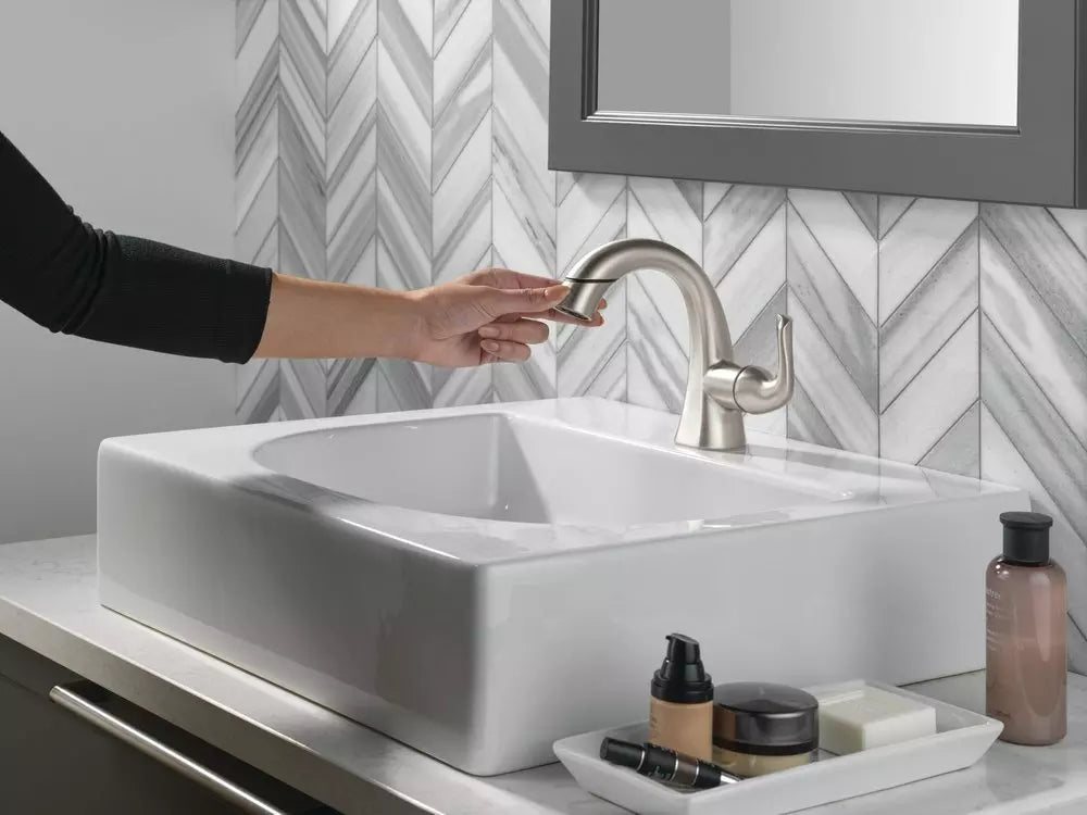 Bathroom Faucet - DELTA FAUCET CO - Single Handle Monoblock Bathroom Sink Faucet in SpotShield® Brushed Nickel