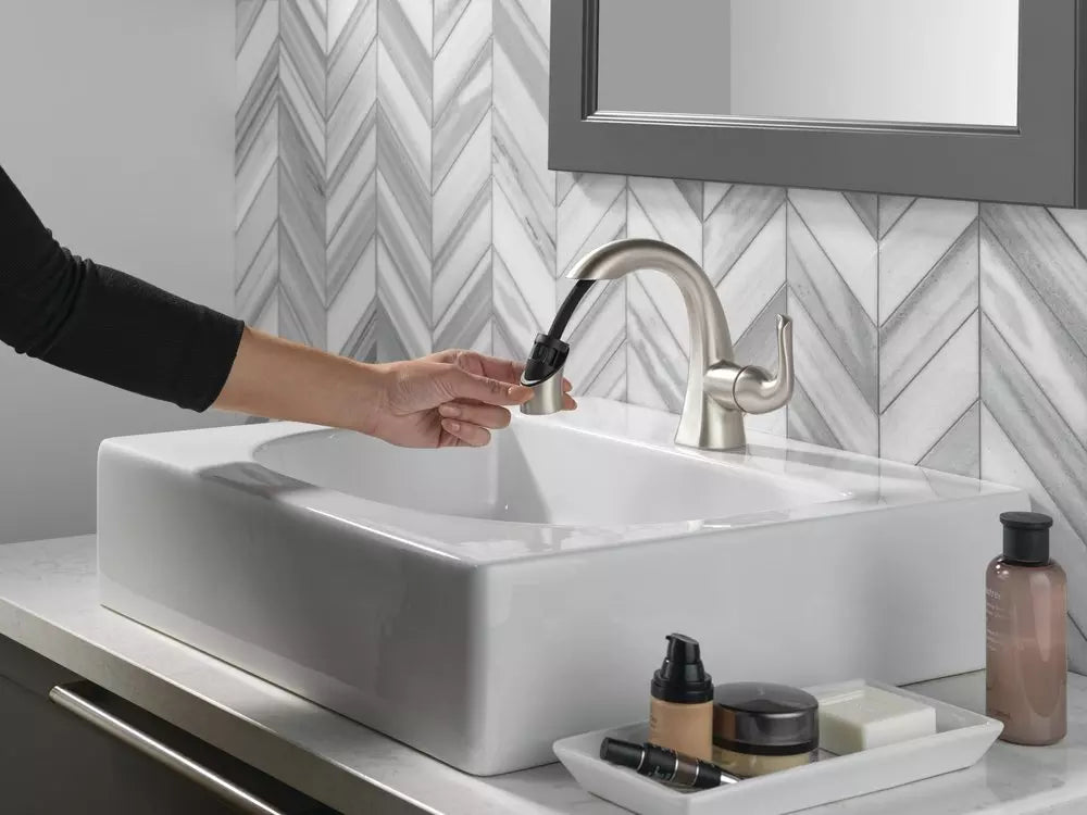 Bathroom Faucet - DELTA FAUCET CO - Single Handle Monoblock Bathroom Sink Faucet in SpotShield® Brushed Nickel