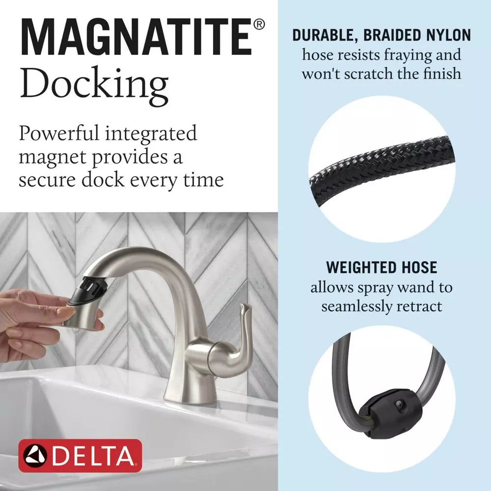 Bathroom Faucet - DELTA FAUCET CO - Single Handle Monoblock Bathroom Sink Faucet in SpotShield® Brushed Nickel