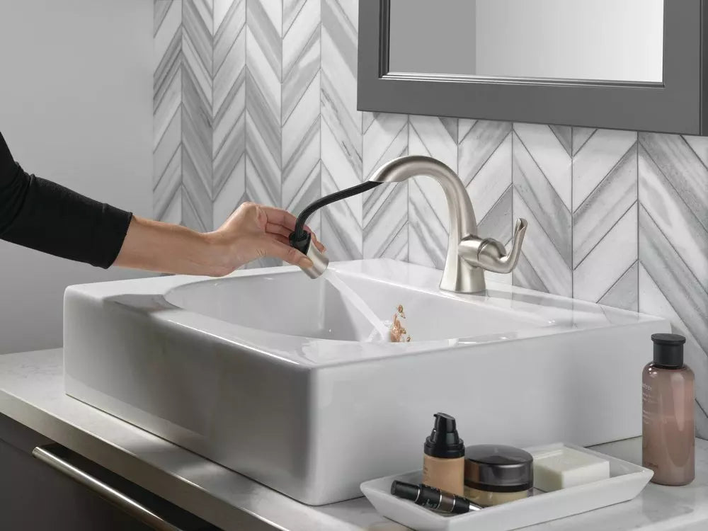 Bathroom Faucet - DELTA FAUCET CO - Single Handle Monoblock Bathroom Sink Faucet in SpotShield® Brushed Nickel