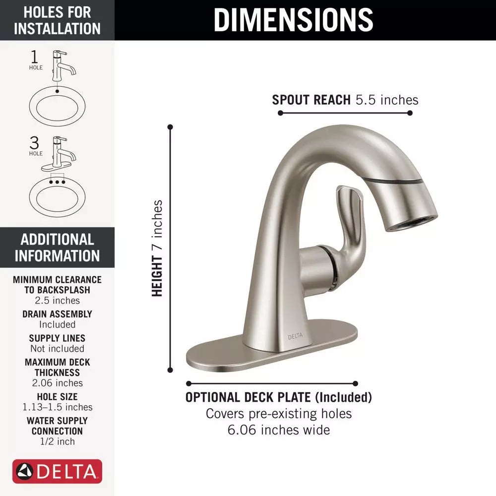 Bathroom Faucet - DELTA FAUCET CO - Single Handle Monoblock Bathroom Sink Faucet in SpotShield® Brushed Nickel