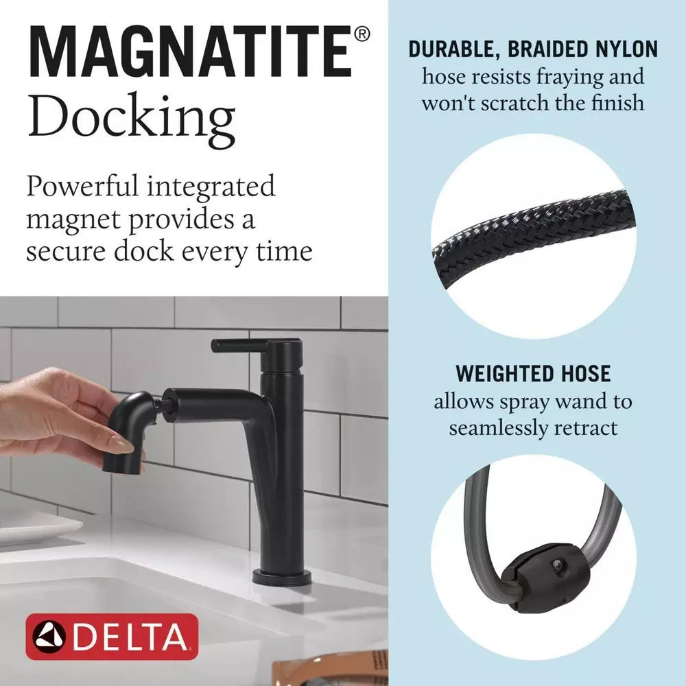 Bathroom Faucet - Delta Faucet Nicoli™ Single Handle Monoblock Bathroom Sink Faucet in Matte Black