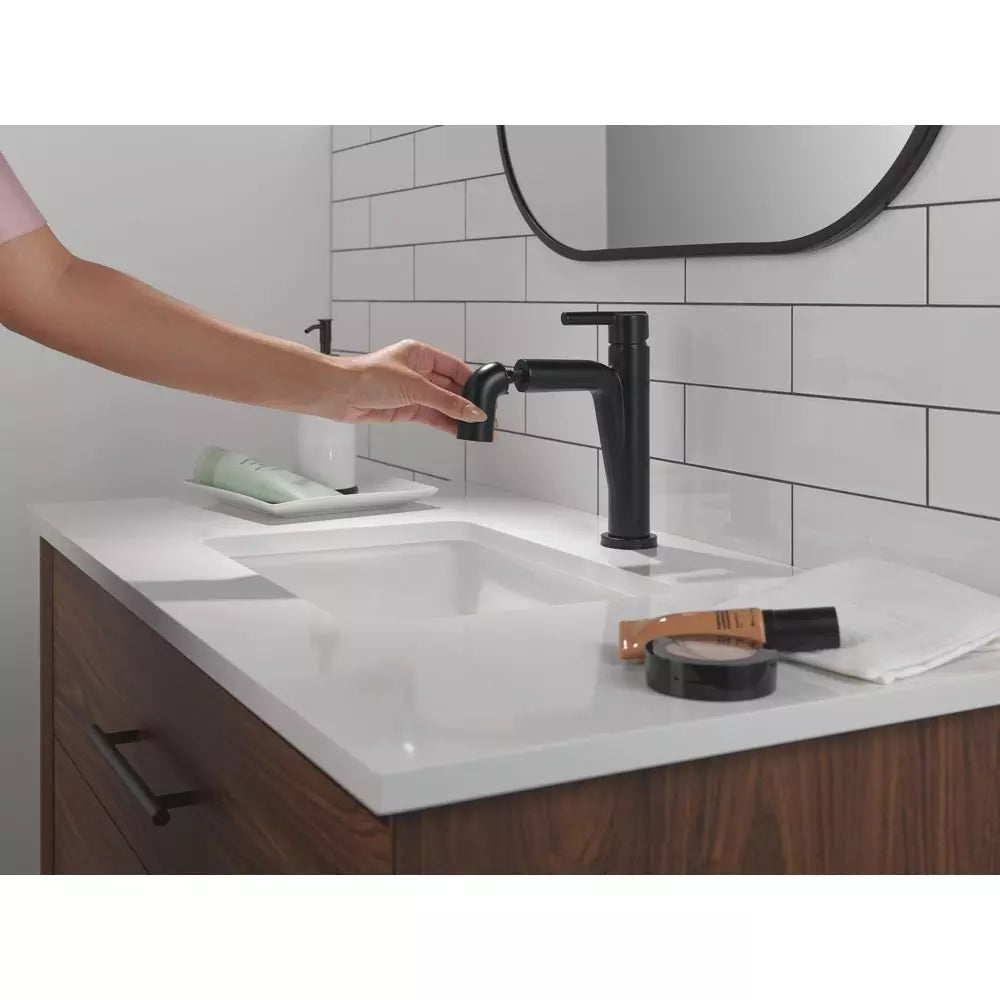 Bathroom Faucet - Delta Faucet Nicoli™ Single Handle Monoblock Bathroom Sink Faucet in Matte Black