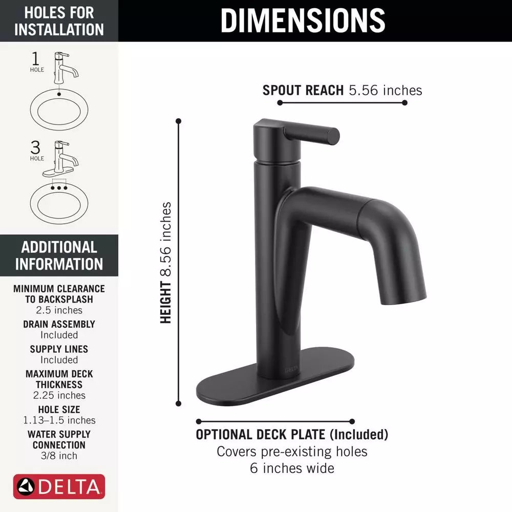 Bathroom Faucet - Delta Faucet Nicoli™ Single Handle Monoblock Bathroom Sink Faucet in Matte Black