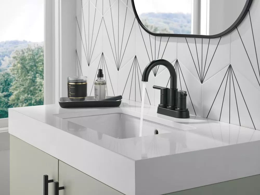Bathroom Faucet - Delta Faucet Nicoli™ Two Handle Centerset Bathroom Sink Faucet in Matte Black