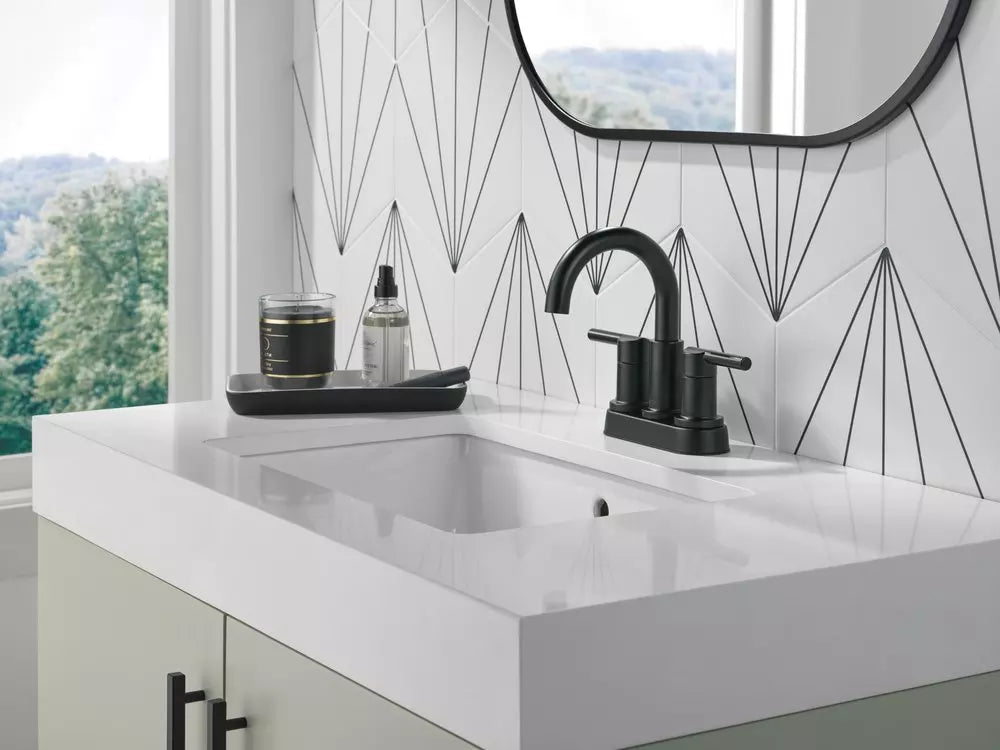 Bathroom Faucet - Delta Faucet Nicoli™ Two Handle Centerset Bathroom Sink Faucet in Matte Black