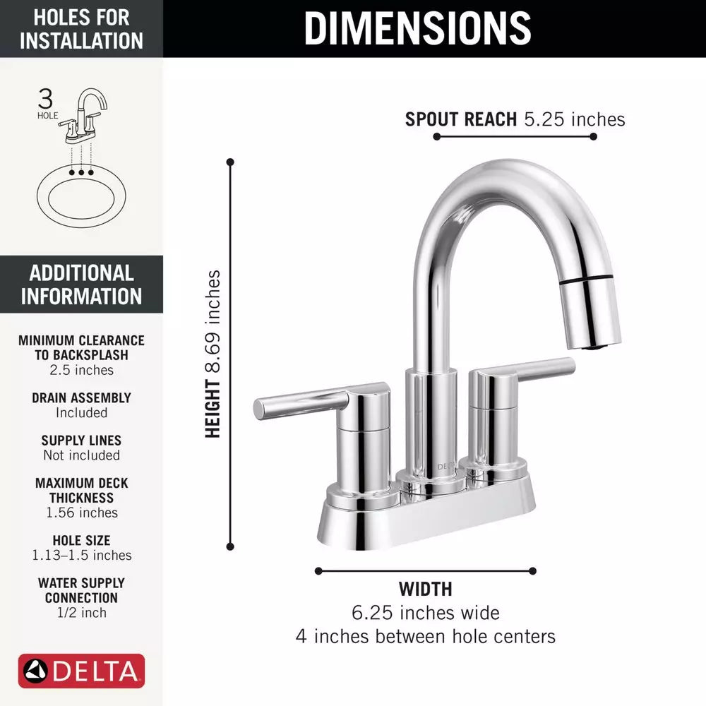 Bathroom Faucet - DELTA FAUCET CO - Two Handle Centerset Bathroom Sink Faucet in Chrome
