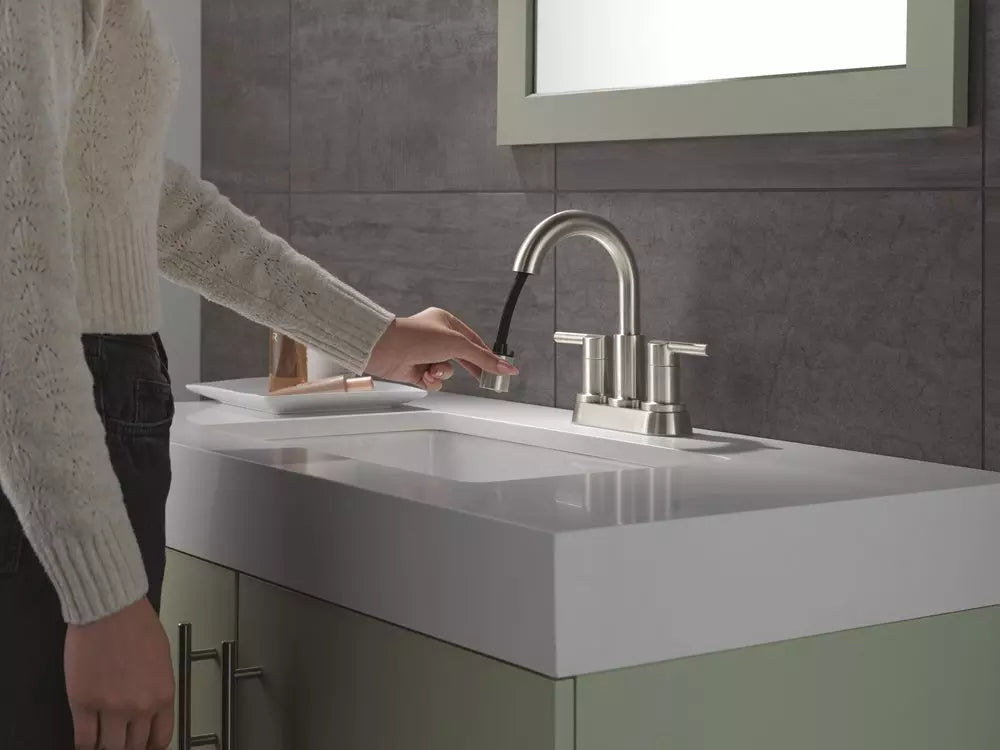 Bathroom Faucet - DELTA FAUCET CO - Two Handle Centerset Bathroom Sink Faucet in Stainless