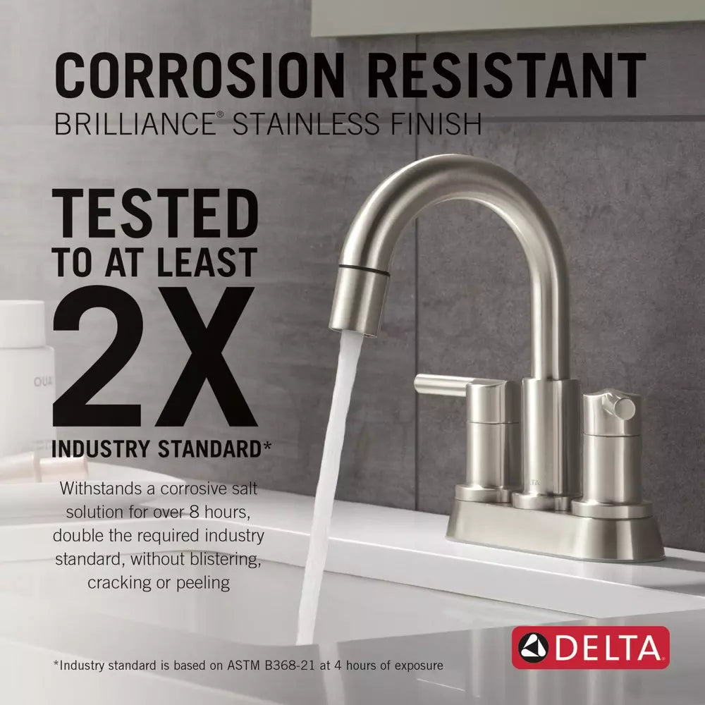 Bathroom Faucet - DELTA FAUCET CO - Two Handle Centerset Bathroom Sink Faucet in Stainless