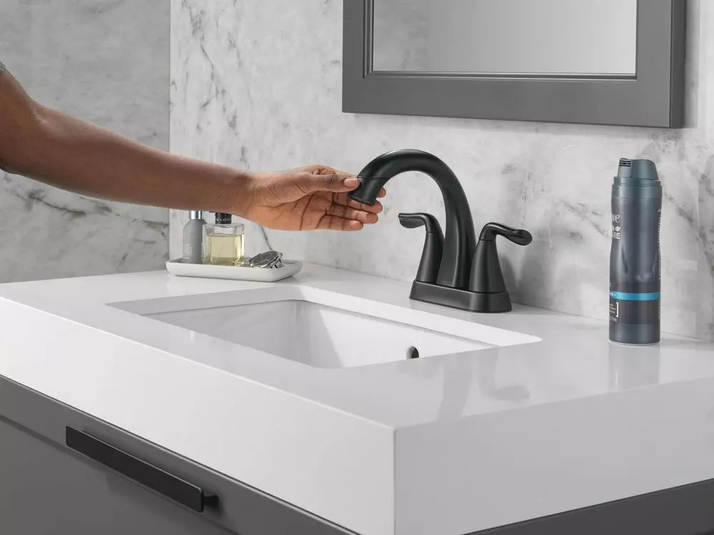 Bathroom Faucet - DELTA FAUCET CO - Two Handle Centerset Bathroom Sink Faucet in Matte Black