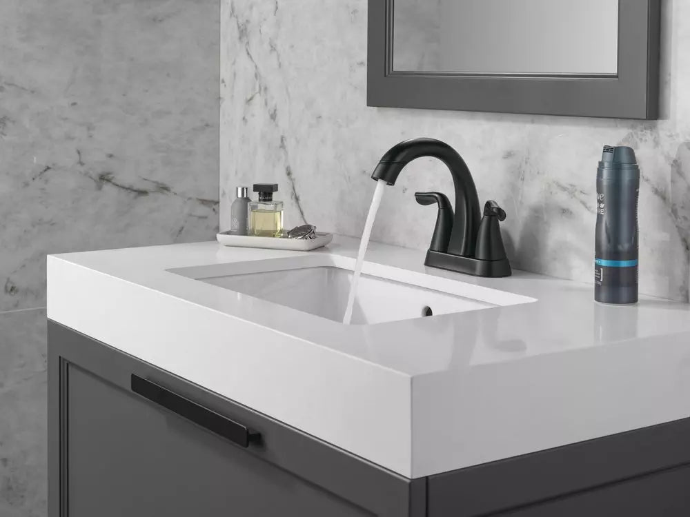 Bathroom Faucet - DELTA FAUCET CO - Two Handle Centerset Bathroom Sink Faucet in Matte Black