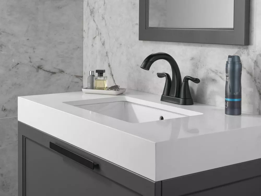 Bathroom Faucet - DELTA FAUCET CO - Two Handle Centerset Bathroom Sink Faucet in Matte Black