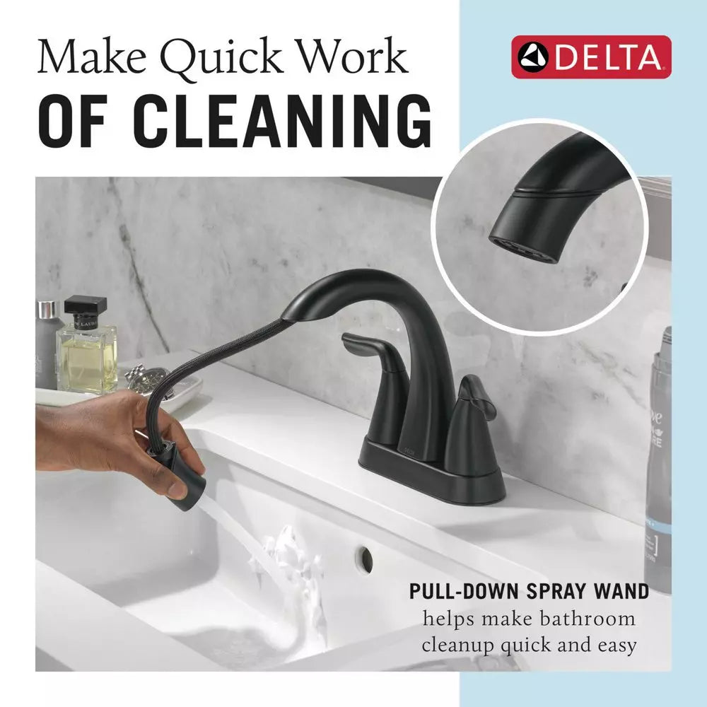 Bathroom Faucet - DELTA FAUCET CO - Two Handle Centerset Bathroom Sink Faucet in Matte Black