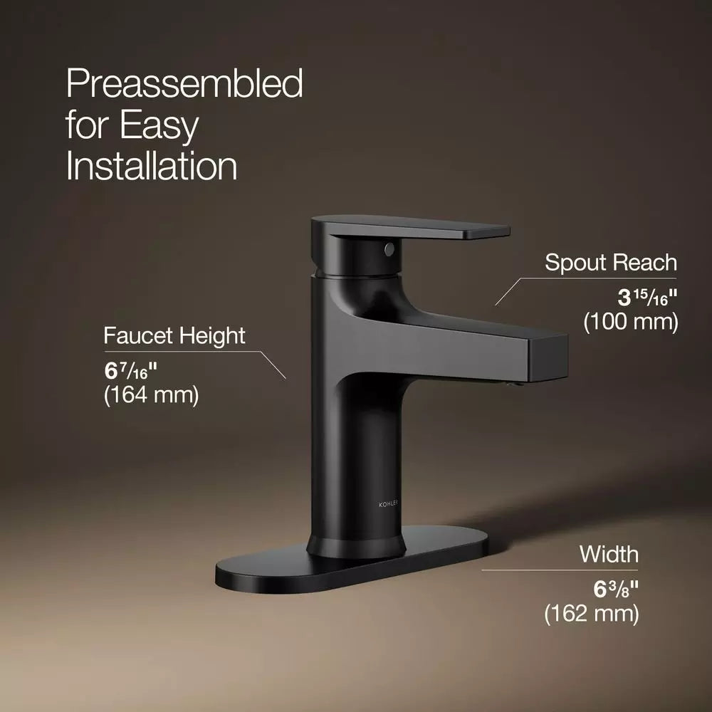 Bathroom Faucet - KOHLER CO - Single Handle Monoblock Bathroom Sink Faucet in Matte Black