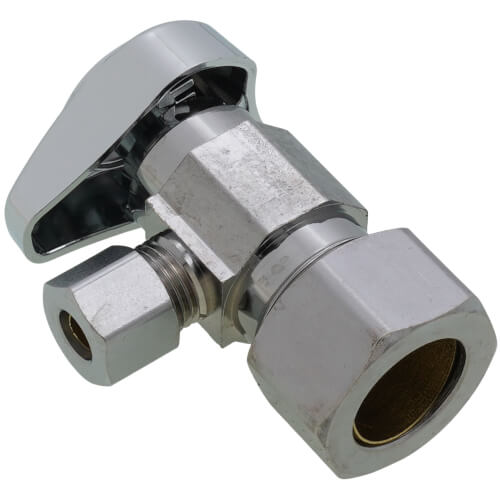 Angle Stop Valve - BrassCraft G2CR09 Series 1/2 x 1/4 in. Compression x OD Compression Angle Supply Stop Valve in Chrome Plated