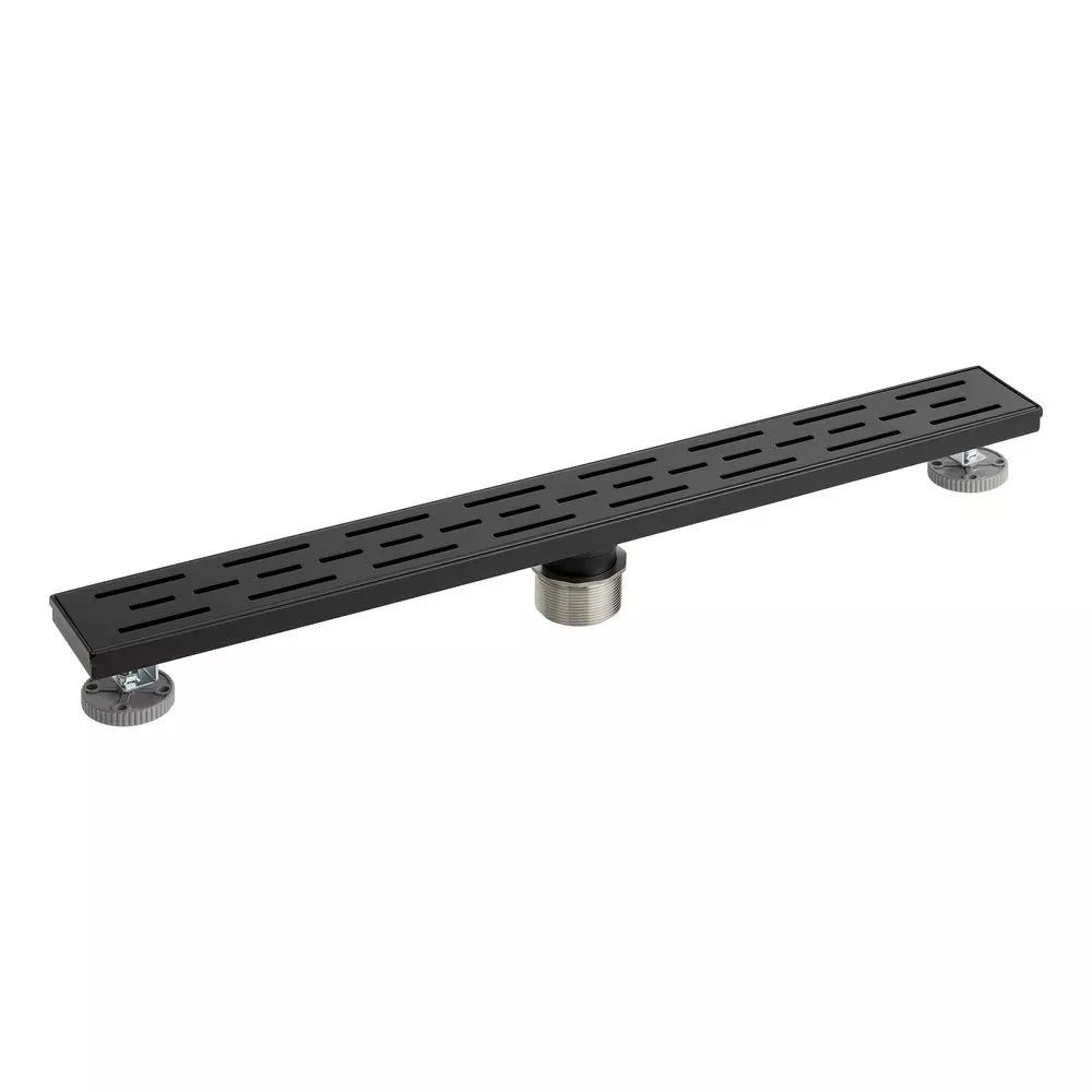 Shower Drain - SIGNATURE HARDWARE - 48 in. Linear Shower Drain in Matte Black