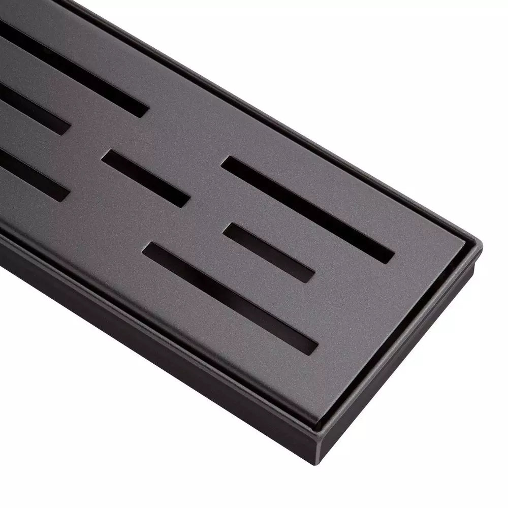 Shower Drain - SIGNATURE HARDWARE - 48 in. Linear Shower Drain in Matte Black