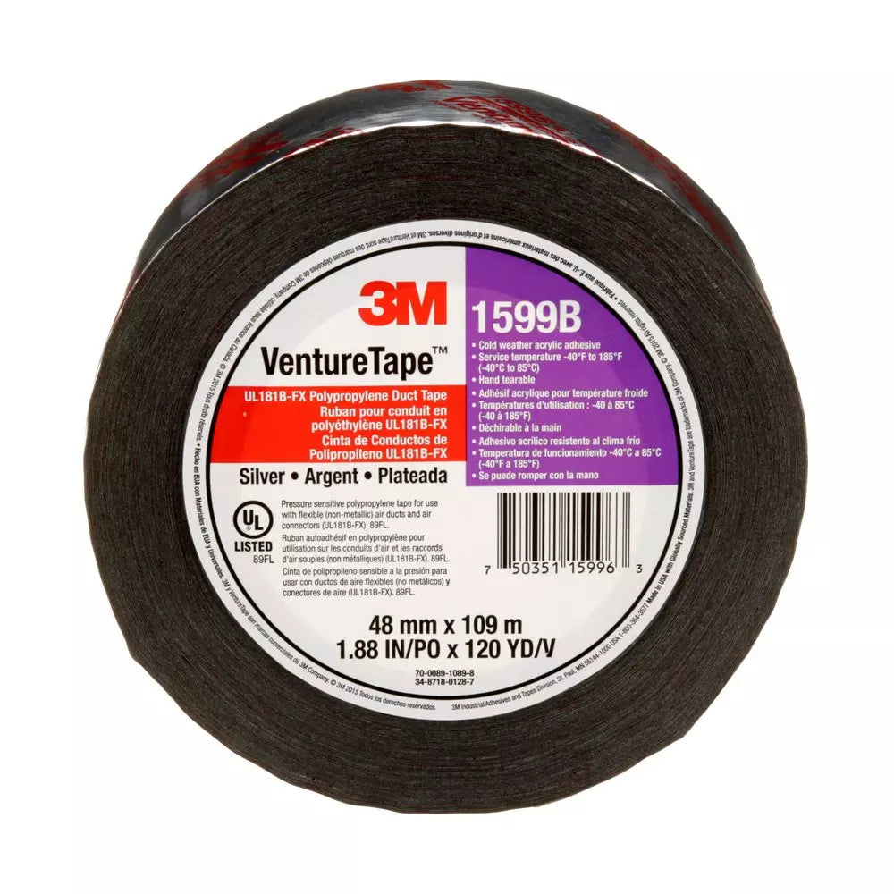 3M Venture Tape 1599B 2 in. x 120 yd. UL1818B-FX Listed Silver Duct Tape