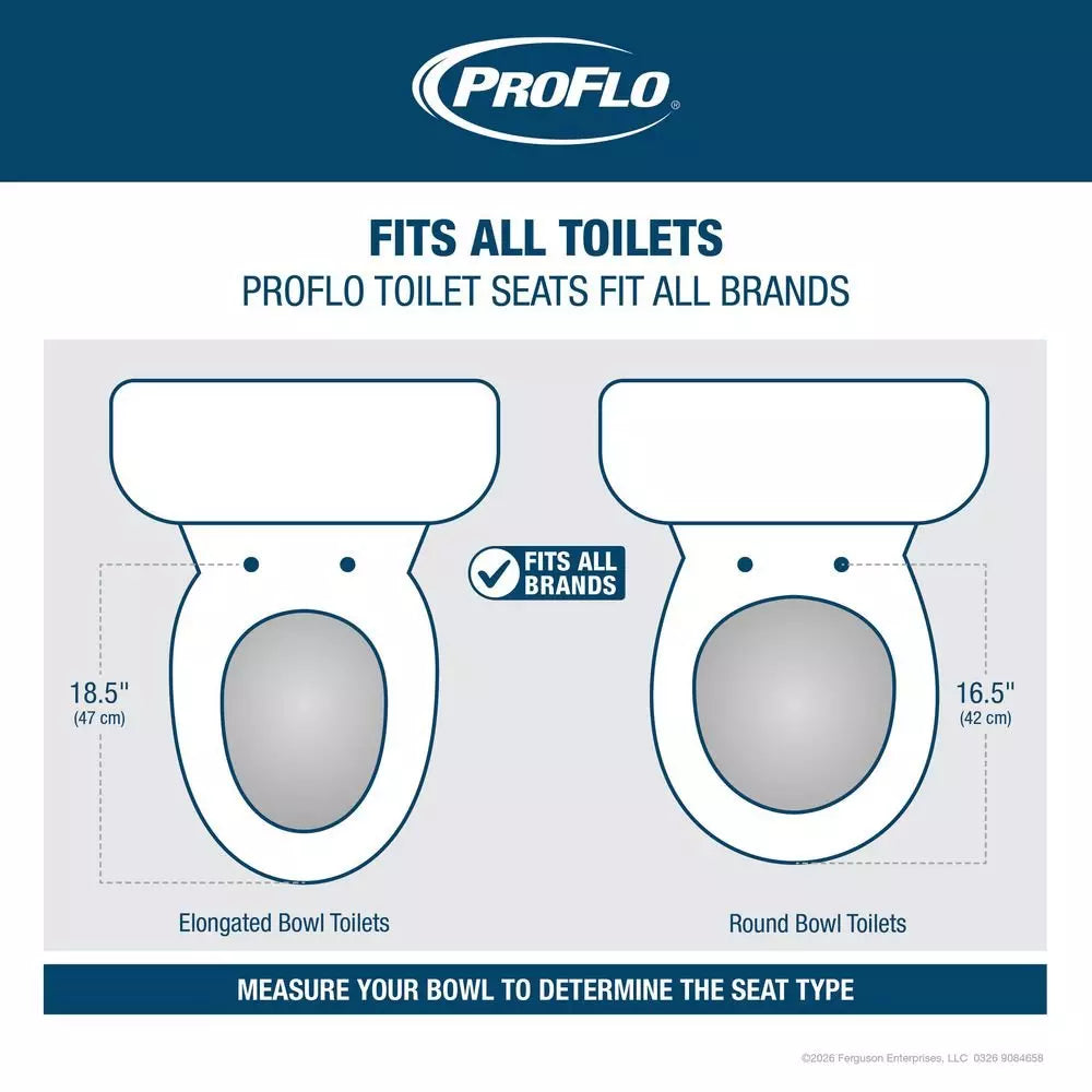 Toilet Seat - PROFLO - Round Closed Front Plastic Toilet Seat with Cover in White