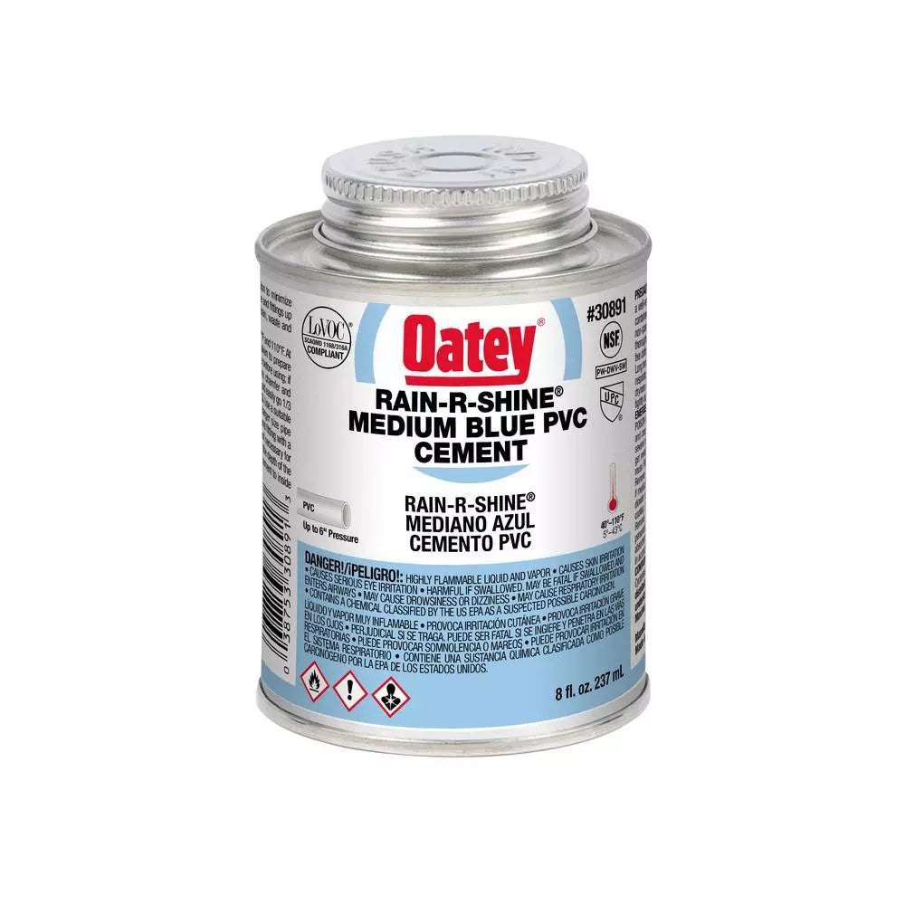Oatey Rain-R-Shine 8 oz. Fast Set Blue PVC Pipe Cement