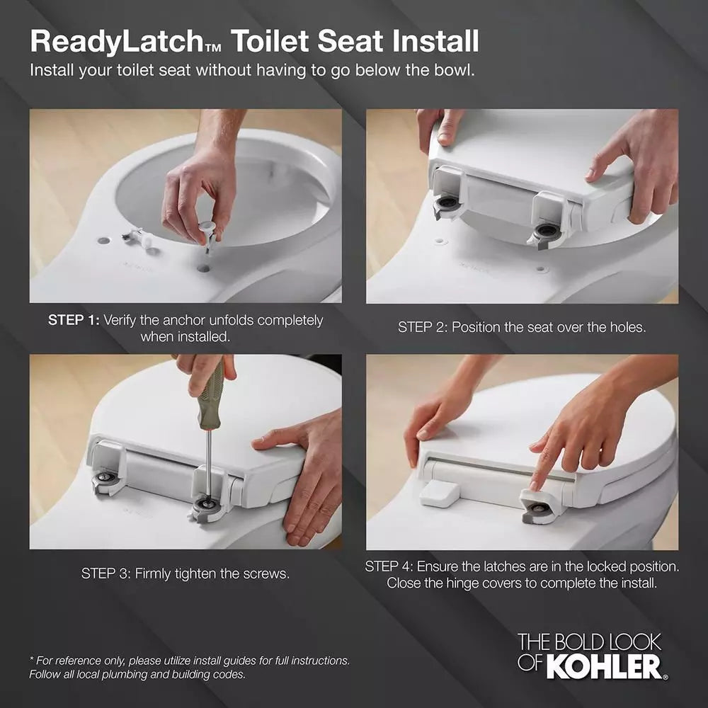 Toilet Seat - KOHLER CO - Elongated Closed-Front Toilet Seat with Soft Close and Quick Release in Biscuit