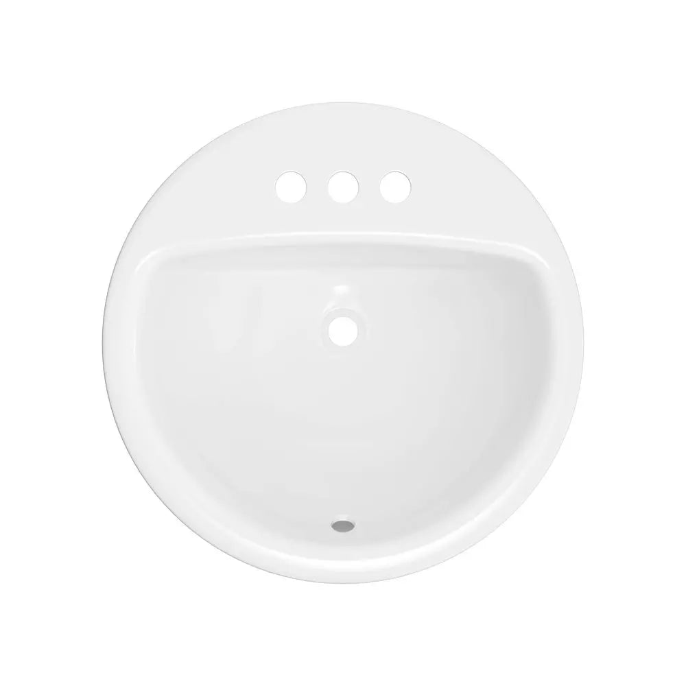 PROFLO Rockaway 19 in. Drop-in Round Vitreous China Bathroom Sink in White