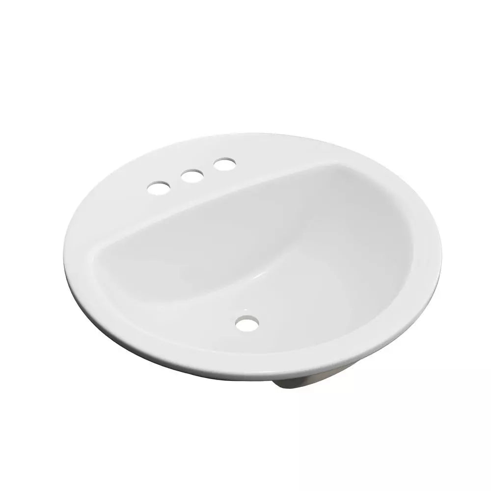 PROFLO Rockaway 19 in. Drop-in Round Vitreous China Bathroom Sink in White