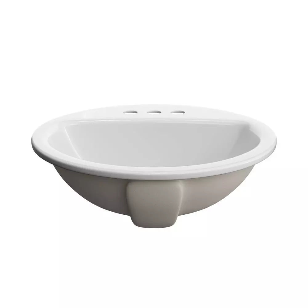 PROFLO Rockaway 19 in. Drop-in Round Vitreous China Bathroom Sink in White