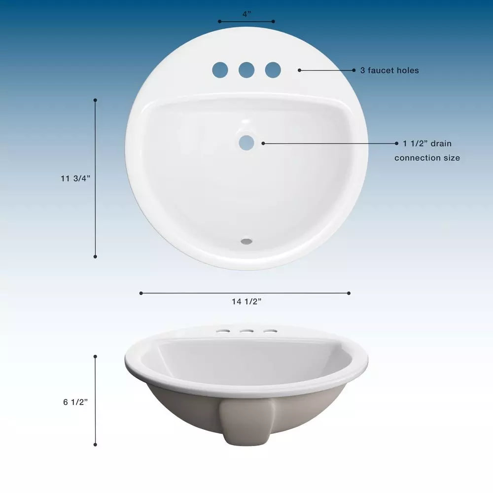 PROFLO Rockaway 19 in. Drop-in Round Vitreous China Bathroom Sink in White