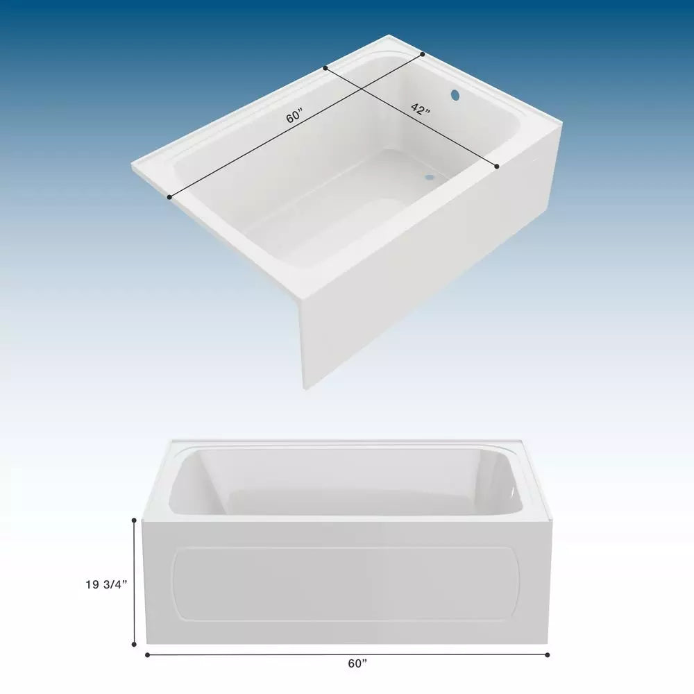 PROFLO Plus Series 60 in. x 42 in. Soaker Alcove Bathtub with Right Drain in White