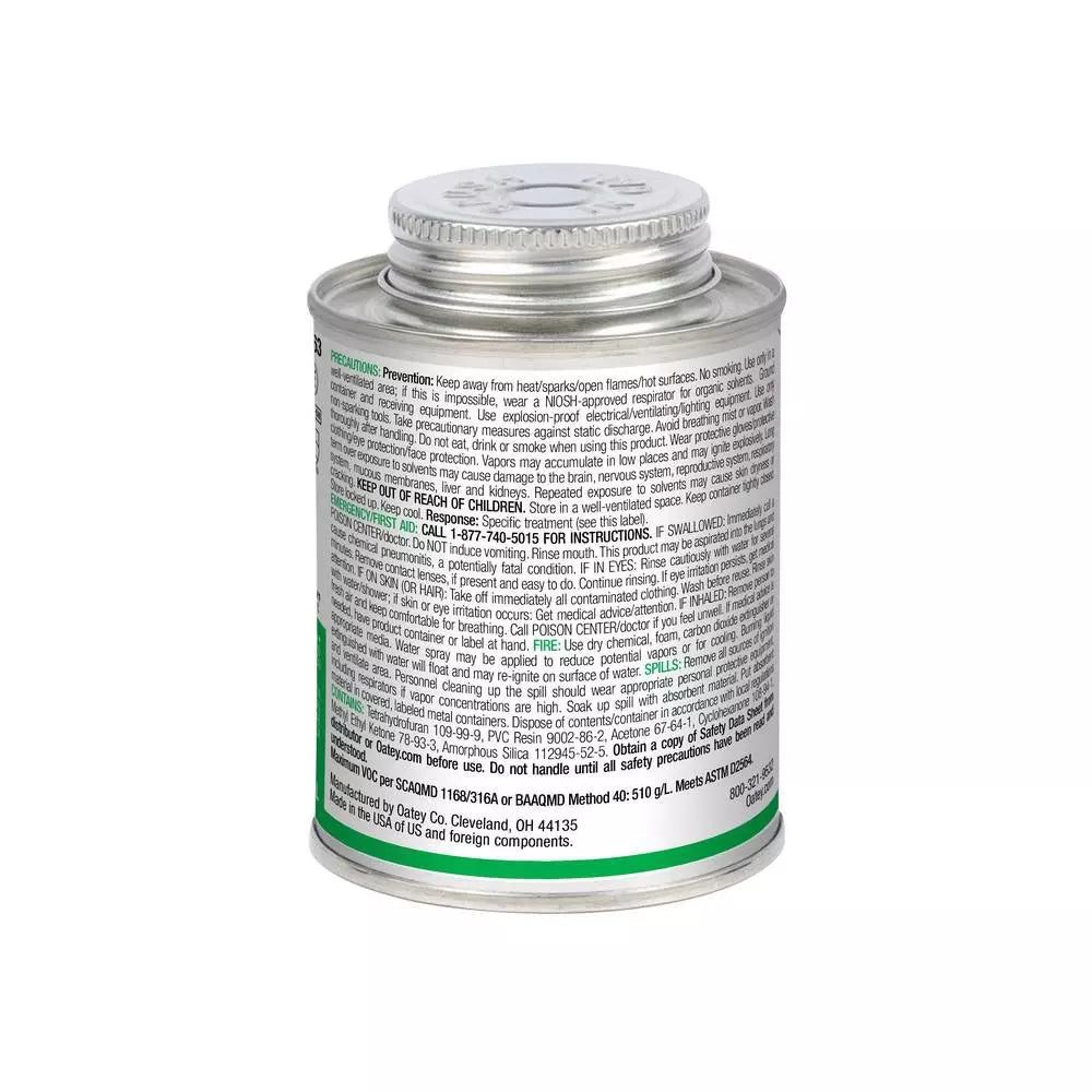 Oatey 8 oz. Heavy Duty Medium Set Clear PVC Pipe Cement