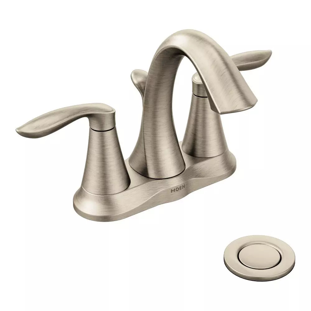 Moen Eva Two Handle Centerset Bathroom Sink Faucet in Brushed Nickel
