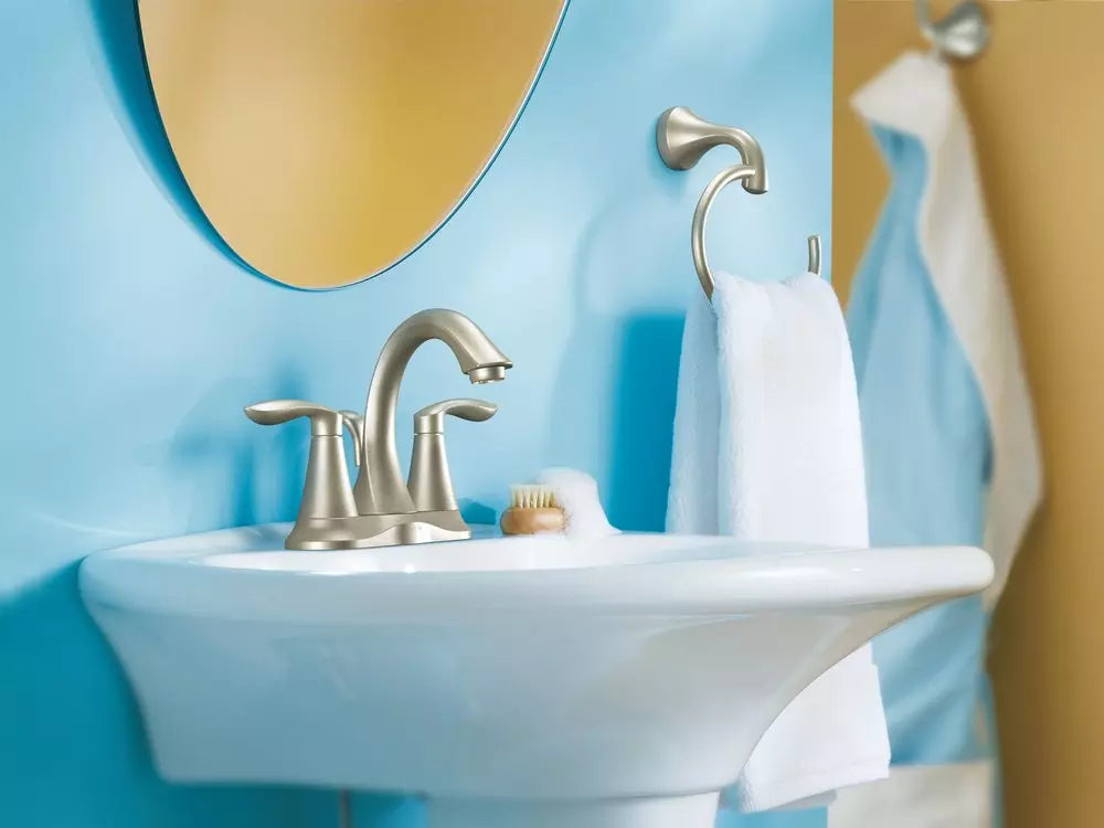 Moen Eva Two Handle Centerset Bathroom Sink Faucet in Brushed Nickel