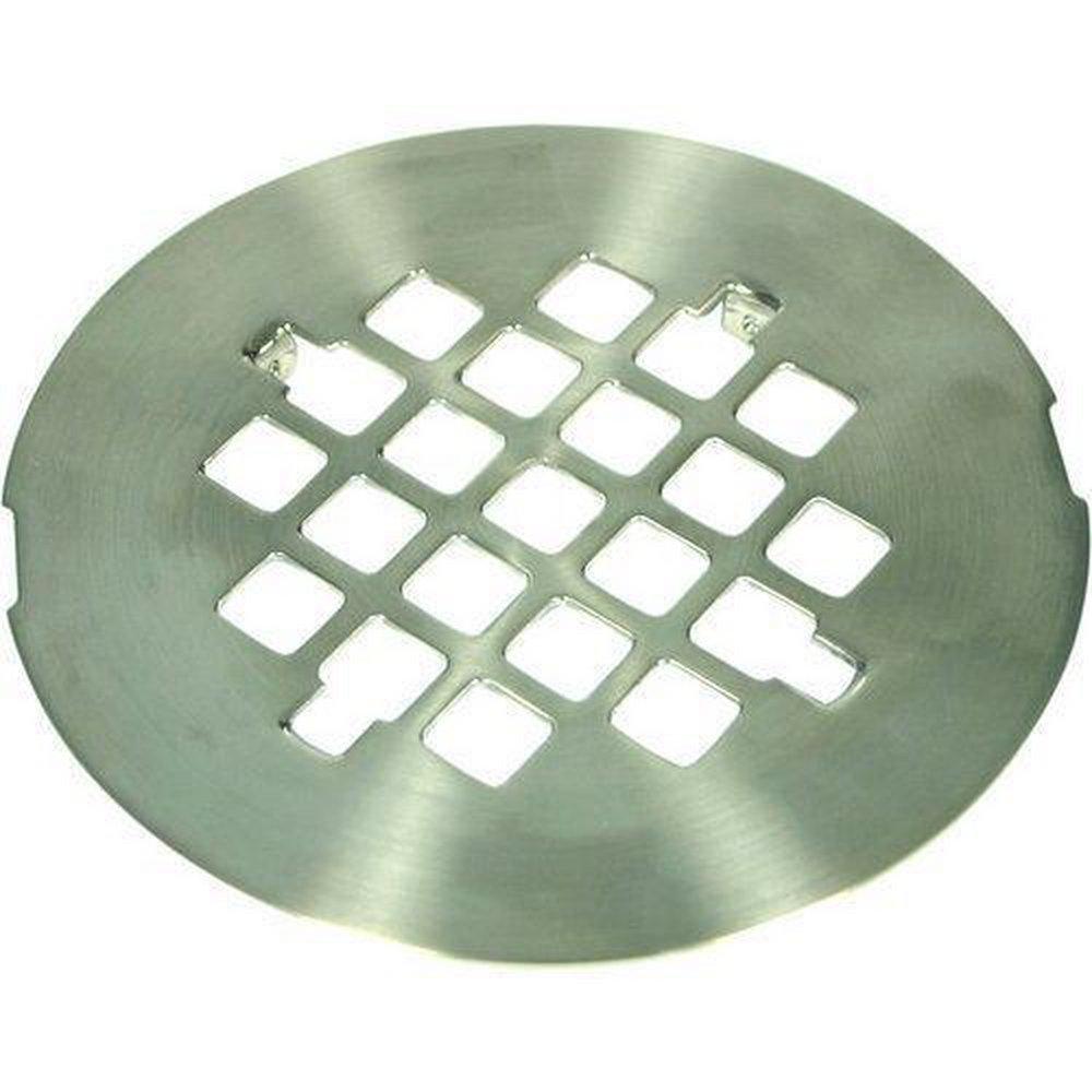 Shower Drain - SIGNATURE HARDWARE - 4-1/4 In. Round Snap-In Shower Drain Cover - Brushed Nickel