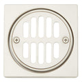 Shower Drain - SIGNATURE HARDWARE - 4-1/4 in. Square Shower Drain Cover with Round Strainer in Brushed Nickel
