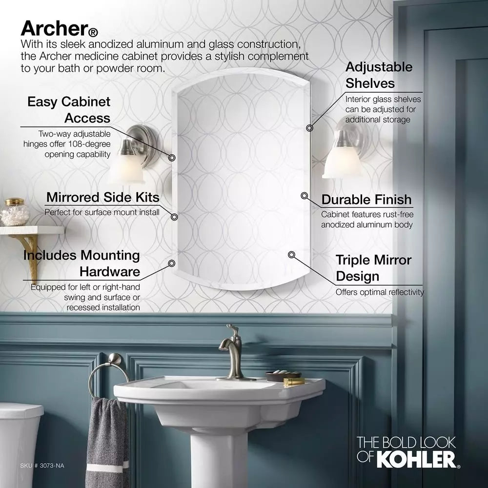 KOHLER Archer 31 in. Surface Mount and Recessed Mount Medicine Cabinet in Polished Chrome