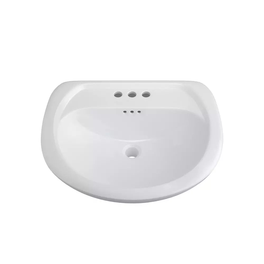 PROFLO Lisbon Valley 24 in. Oval Vitreous China Pedestal Bathroom Sink in White