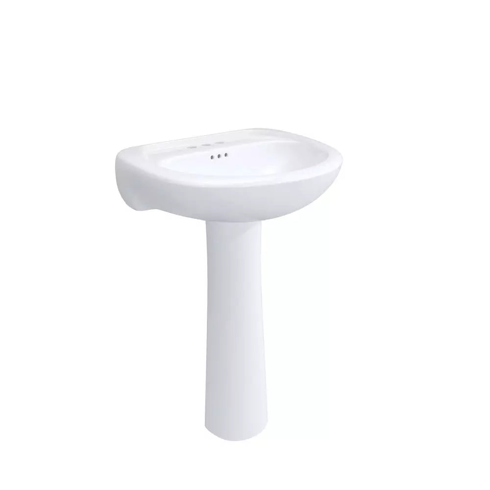 PROFLO Lisbon Valley 24 in. Oval Vitreous China Pedestal Bathroom Sink in White