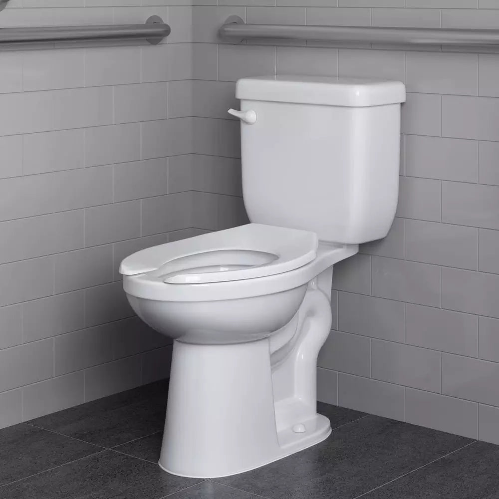 PROFLO Elongated Open Front Commercial Toilet Seat without Cover in White (with Self-Sustaining Hinge)