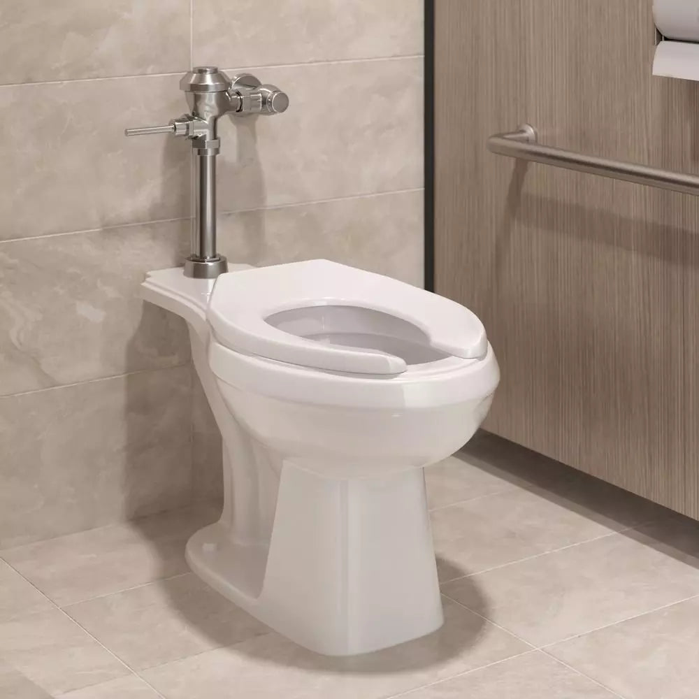 PROFLO Elongated Open Front Commercial Toilet Seat without Cover in White (with Self-Sustaining Hinge)