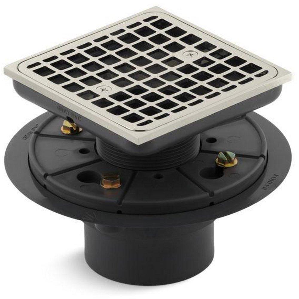 Shower Drain - KOHLER CO - 2 - 3 in. PVC Tile-In Square Shower Drain in Vibrant® Polished Nickel