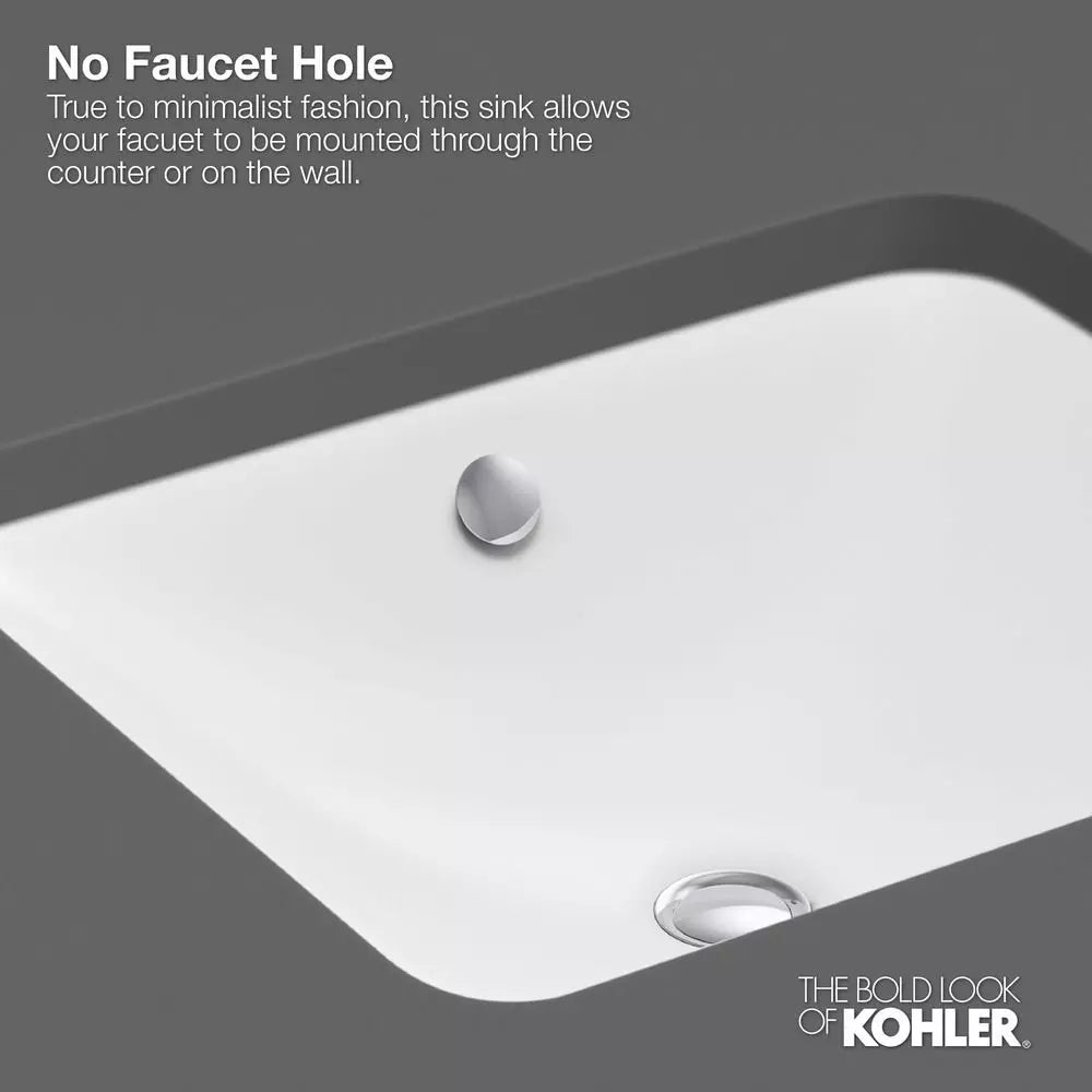 KOHLER Verticyl 19-13/16 in. Undermount Rectangular Vitreous China Bathroom Sink in White