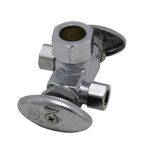 Angle Stop Valve - PROFLO - 5/8 x 3/8 x 3/8 in. Compression Oval Angle Supply Stop Valve in Chrome Plated